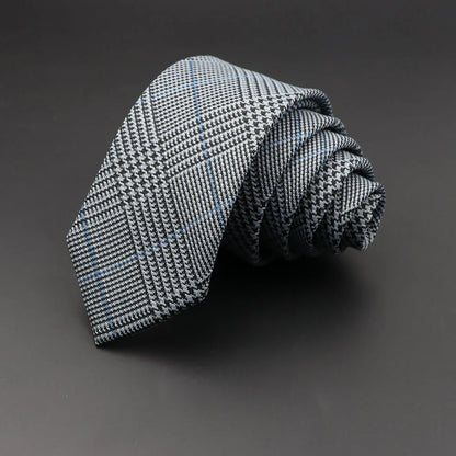 Classic Skinny Cotton Plaid Tie – Stylish 6cm Handmade Necktie for Men