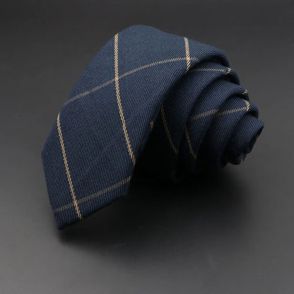 Classic Skinny Cotton Plaid Tie – Stylish 6cm Handmade Necktie for Men