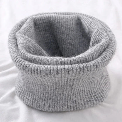 Unisex Solid Color Knit Neck Warmer – Wool Blend Winter Scarf for Neck Protection