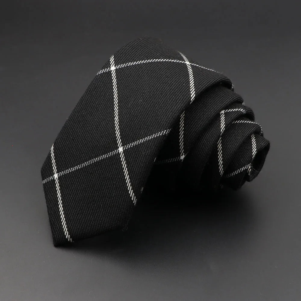 Classic Skinny Cotton Plaid Tie – Stylish 6cm Handmade Necktie for Men