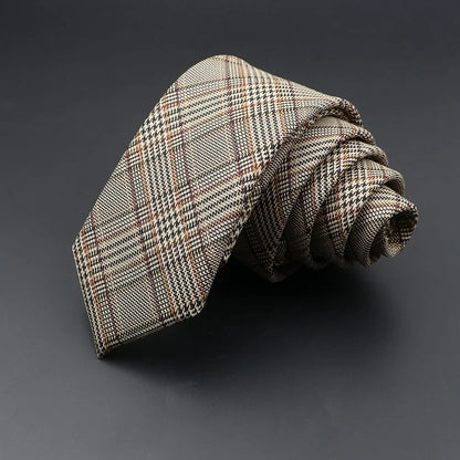 Classic Skinny Cotton Plaid Tie – Stylish 6cm Handmade Necktie for Men