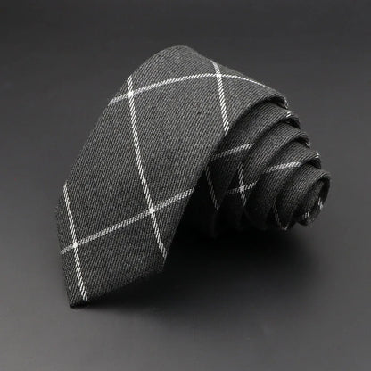 Classic Skinny Cotton Plaid Tie – Stylish 6cm Handmade Necktie for Men