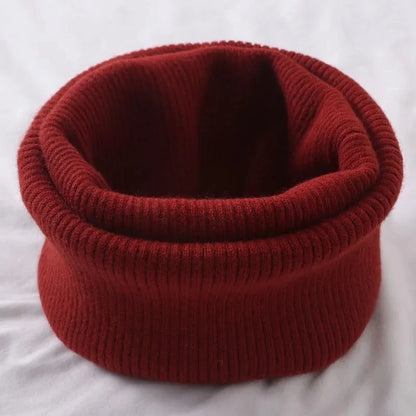 Unisex Solid Color Knit Neck Warmer – Wool Blend Winter Scarf for Neck Protection