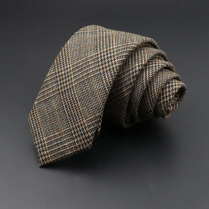 Classic Skinny Cotton Plaid Tie – Stylish 6cm Handmade Necktie for Men