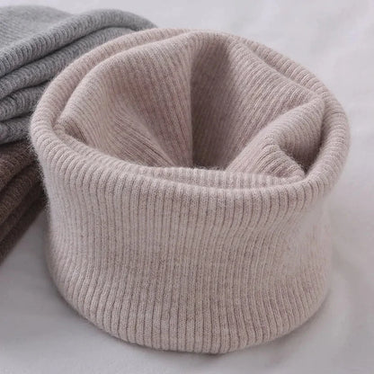 Unisex Solid Color Knit Neck Warmer – Wool Blend Winter Scarf for Neck Protection