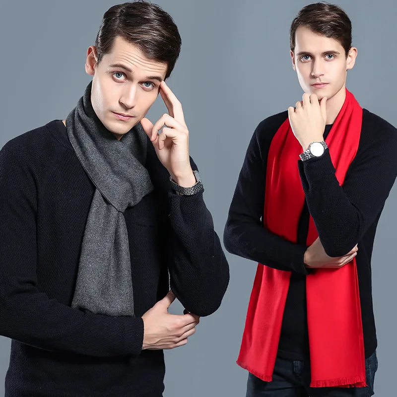 Men's Cashmere Scarf – Elegant Winter Warm Wrap for Business and Casual Wear