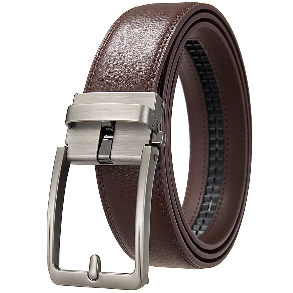 Men's Genuine Leather Belt with Automatic Buckle – Perfect for Casual & Formal Attire