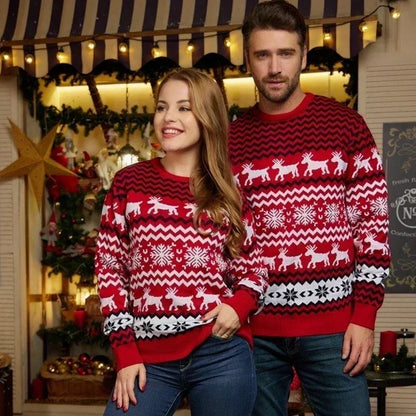 Christmas Family Matching Knit Sweaters – Warm Jacquard Pullover for Women, Men, and Kids