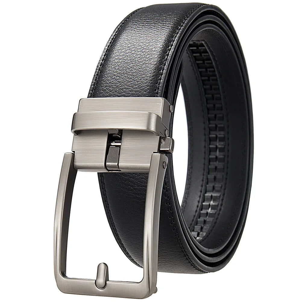 Men's Genuine Leather Belt with Automatic Buckle – Perfect for Casual & Formal Attire