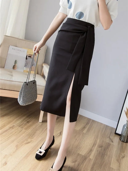 Women’s High-Waist Pencil Skirt – Elegant Mid-Calf Office Style