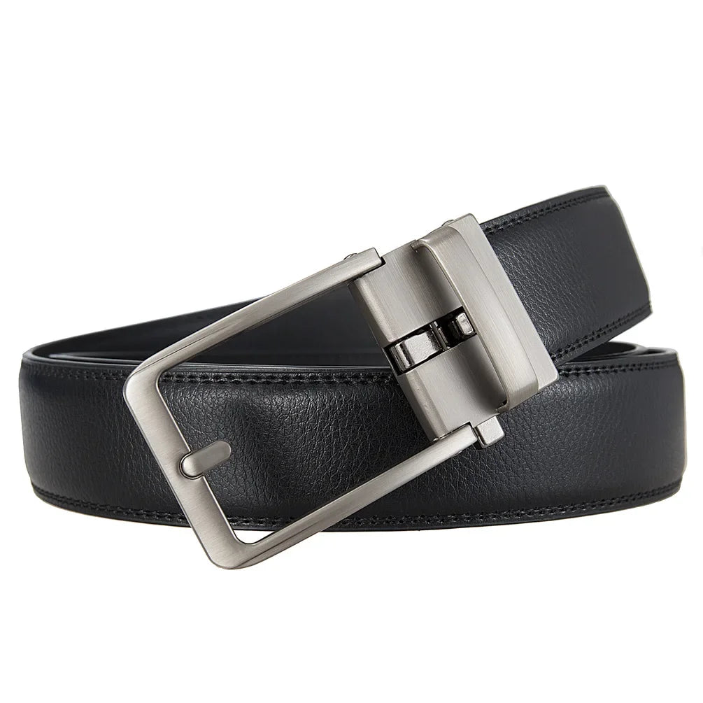 Men's Genuine Leather Belt with Automatic Buckle – Perfect for Casual & Formal Attire