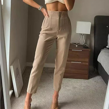 Women’s High-Waist Pencil Pants – Formal Office Wear for All Seasons