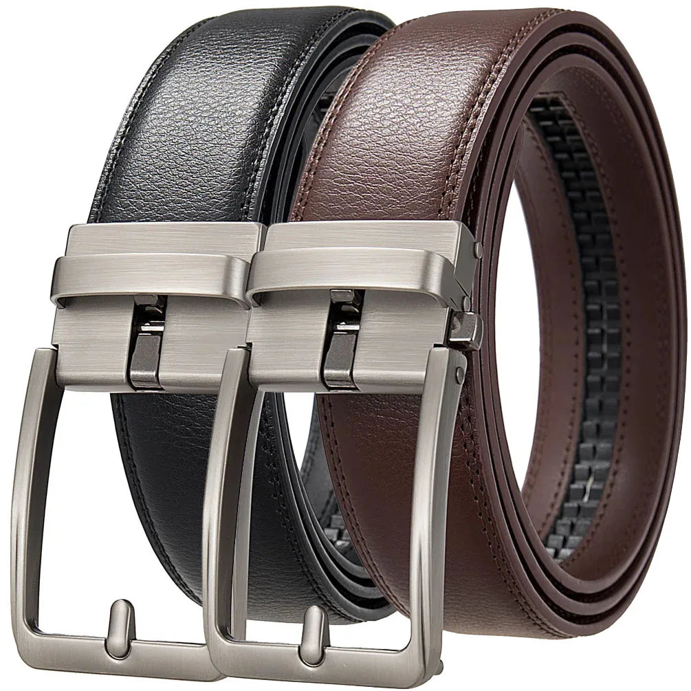 Men's Genuine Leather Belt with Automatic Buckle – Perfect for Casual & Formal Attire