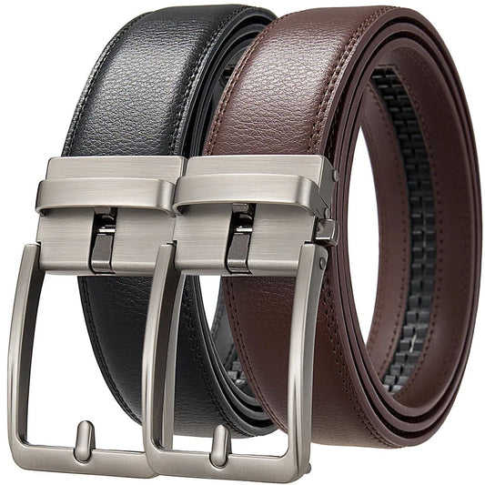 Men's Genuine Leather Belt with Automatic Buckle – Perfect for Casual & Formal Attire