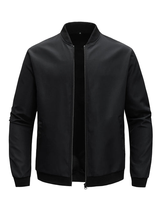 Men's Baseball Collar Jacket – Lightweight Solid Color Business Casual Coat