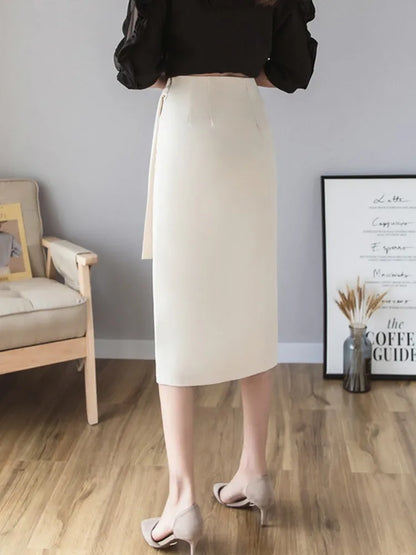 Women’s High-Waist Pencil Skirt – Elegant Mid-Calf Office Style