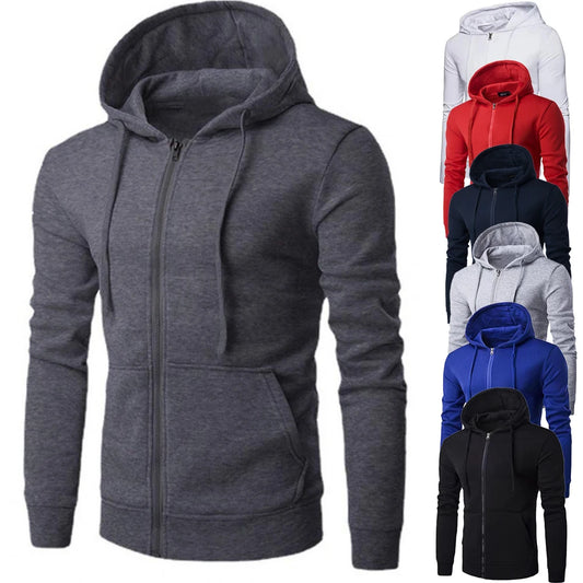 Men’s Autumn Slim Fit Hoodie Jacket – Zipper Closure Long Sleeve Sweatshirt