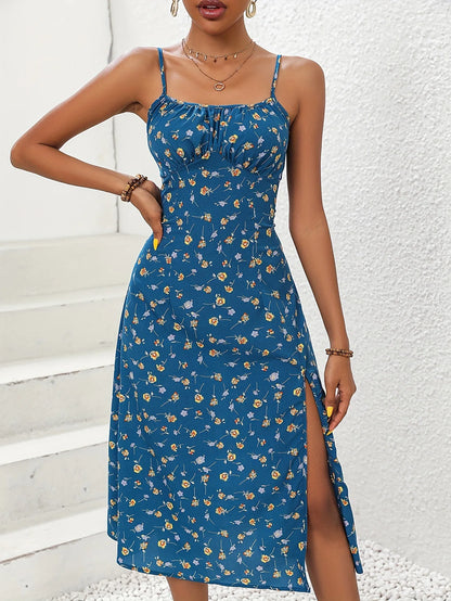 Polka Dot Spaghetti Strap Dress – Boho Summer Beach Midi Dress